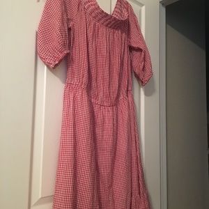 XL Checked Red and White Long Dress